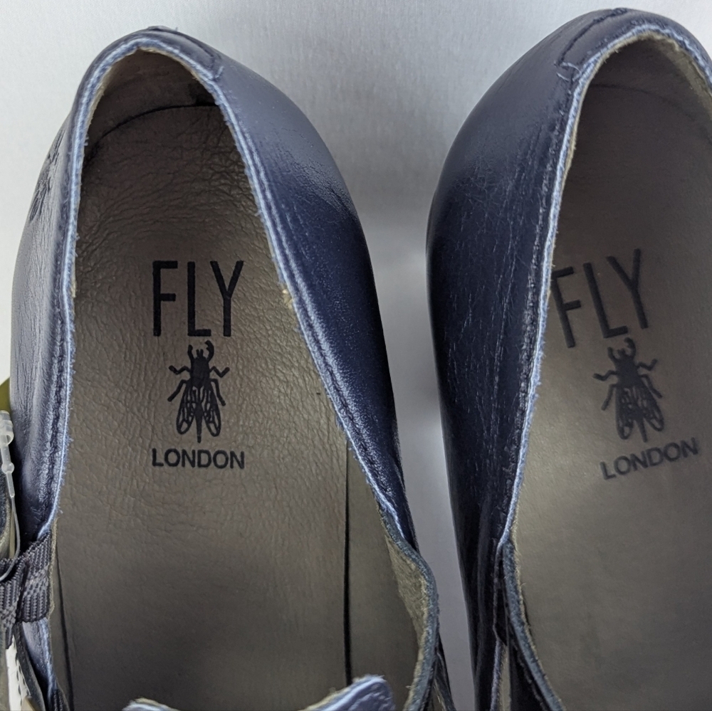 FLY London Kacy Ankle Boot Leather Buckle Straps Navy Black EU41 US 10-10.5 NWT - Picture 11 of 16